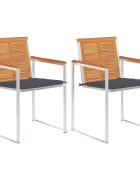 vidaXL Градински столове с възглавници 2 бр акация масив и стомана