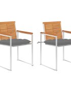 vidaXL Градински столове с възглавници 2 бр акация масив и стомана