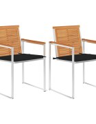 vidaXL Градински столове с възглавници 2 бр акация масив и стомана
