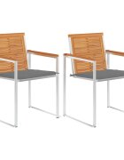 vidaXL Градински столове с възглавници 2 бр акация масив и стомана