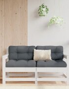 vidaXL Градински столове с възглавници 2 бр бели бор масив