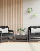 vidaXL Градински столове с възглавници 2 бр сиви бор масив
