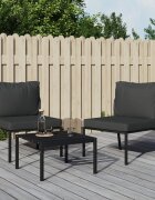 vidaXL Градински столове със сиви възглавници 2 бр 60x74x79 см стомана