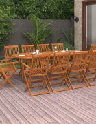 vidaXL Градински трапезен комплект 11части 220x90x75см акация масив