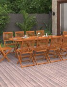 vidaXL Градински трапезен комплект 11части 220x90x75см акация масив
