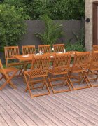 vidaXL Градински трапезен комплект 11части 220x90x75см акация масив
