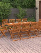 vidaXL Градински трапезен комплект 11части 220x90x75см акация масив