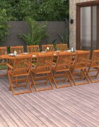 vidaXL Градински трапезен комплект 11части 280x90x75см акация масив