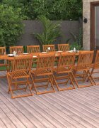 vidaXL Градински трапезен комплект 11части 280x90x75см акация масив