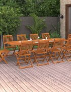 vidaXL Градински трапезен комплект 11части 280x90x75см акация масив