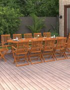 vidaXL Градински трапезен комплект 13части 280x90x75см акация масив