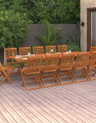 vidaXL Градински трапезен комплект 13части 280x90x75см акация масив