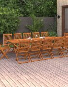 vidaXL Градински трапезен комплект 13части 280x90x75см акация масив