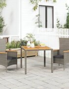 vidaXL Градински трапезен комплект 3 части с възглавници сив полиратан