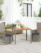 vidaXL Градински трапезен комплект 3 части с възглавници сив полиратан