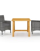 vidaXL Градински трапезен комплект 3 части сив