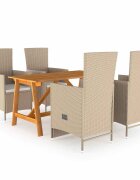 vidaXL Градински трапезен комплект 5 части бежов