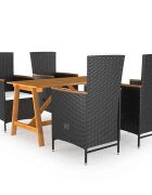 vidaXL Градински трапезен комплект 5 части черен