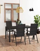 vidaXL Градински трапезен комплект 5 части черен