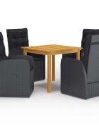 vidaXL Градински трапезен комплект 5 части черен