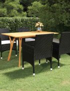 vidaXL Градински трапезен комплект 5 части черен