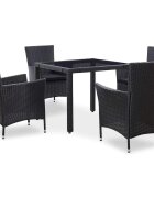 vidaXL Градински трапезен комплект 5 части полиратан черен