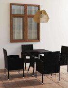 vidaXL Градински трапезен комплект 5 части полиратан черен