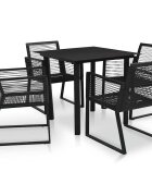 vidaXL Градински трапезен комплект 5 части PVC ратан черен