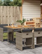 vidaXL Градински трапезен комплект 5 части с възглавници сив полиратан