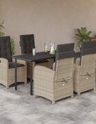 vidaXL Градински трапезен комплект 5 части с възглавници светлосив
