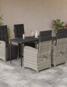 vidaXL Градински трапезен комплект 5 части с възглавници светлосив