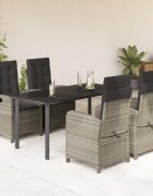 vidaXL Градински трапезен комплект 5 части с възглавници светлосив