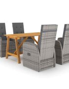 vidaXL Градински трапезен комплект 5 части сив