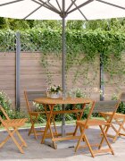 vidaXL Градински трапезен комплект 5 части сив полипропилен и масив