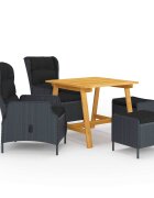 vidaXL Градински трапезен комплект 5 части тъмносив