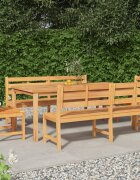 vidaXL Градински трапезен комплект 5 части тиково дърво масив
