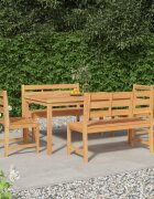 vidaXL Градински трапезен комплект 5 части тиково дърво масив