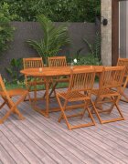 vidaXL Градински трапезен комплект 7 части 180x90x75см акация масив
