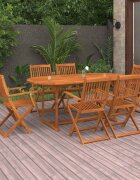 vidaXL Градински трапезен комплект 7 части 180x90x75см акация масив