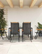 vidaXL Градински трапезен комплект 7 части черен алуминий