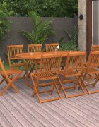 vidaXL Градински трапезен комплект 9 части 180x90x75см акация масив