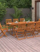 vidaXL Градински трапезен комплект 9 части 220x90x75см акация масив