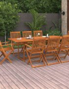 vidaXL Градински трапезен комплект 9 части 220x90x75см акация масив