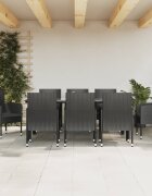 vidaXL Градински трапезен комплект 9 части черен полиратан и стомана