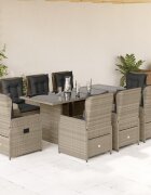 vidaXL Градински трапезен комплект 9 части с възглавници светлосив