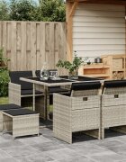 vidaXL Градински трапезен комплект 9 части с възглавници светлосив