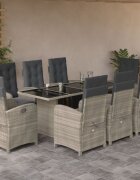 vidaXL Градински трапезен комплект 9 части с възглавници светлосив