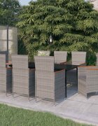 vidaXL Градински трапезен комплект от 9 части с възглавници сив