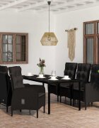 vidaXL Градински трапезен комплект с възглавници 7 части черен