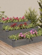 vidaXL Градинско повдигнато легло сиво 120x120x56 см масивна ела